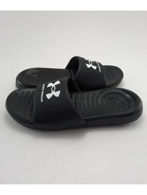 Womens Under Armour Ansa Fixed Black White Slides Sandals 3023772-004 Size 10